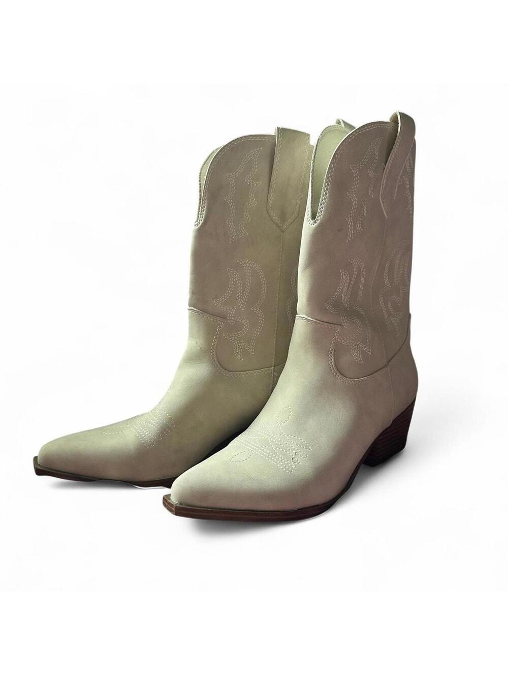 Indi Go Rd. White Mid-Calf Cowboy Boots - 7.5M